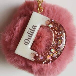 Porte clé Lettre Shine avec pompom
